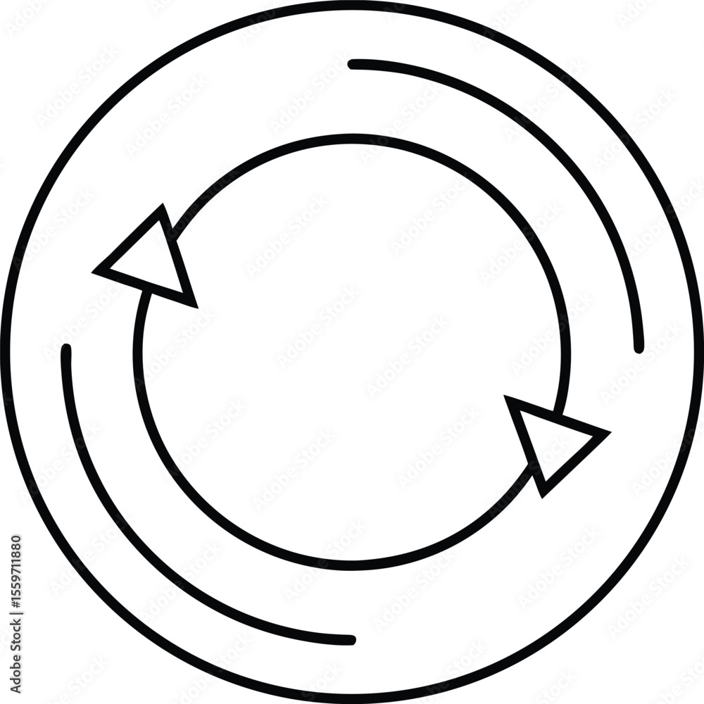 Poster circular arrows symbol representing a continuous loop or cycle with arrows pointing in opposite dire