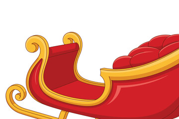 Cartoon Santa Claus Sleigh in Red and Gold