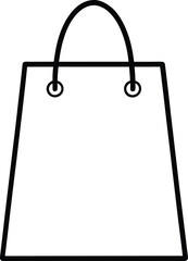 Simple black outline of a shopping bag with handles and grommets isolated on white background
