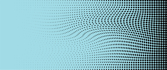 Wavy gradient halftone dots pattern texture background

