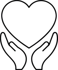 Obraz premium Symbolic illustration of two cupped hands gently holding a large heart shape isolated on white background