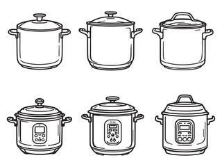 Minimalist line drawing pressure cooker kitchen cookware design