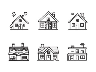 Minimalist line sketch of a compact little home