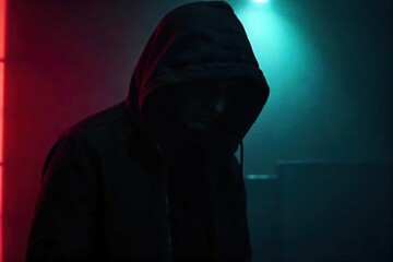 Shadowy Figure in Mysterious Setting A Captivating Thriller Image, Perfect for Suspense, Noir, or Dark Art Projects.