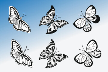 Elegant Black and White Butterfly Silhouette Set