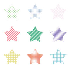 カラフルな水玉・ストライプ・チェック柄の星型フレームセット