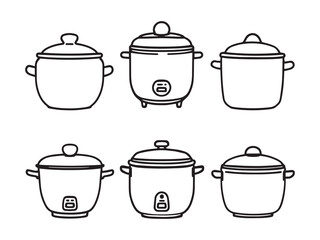 minimalist rice cooker outline drawing kitchen appliance vector
