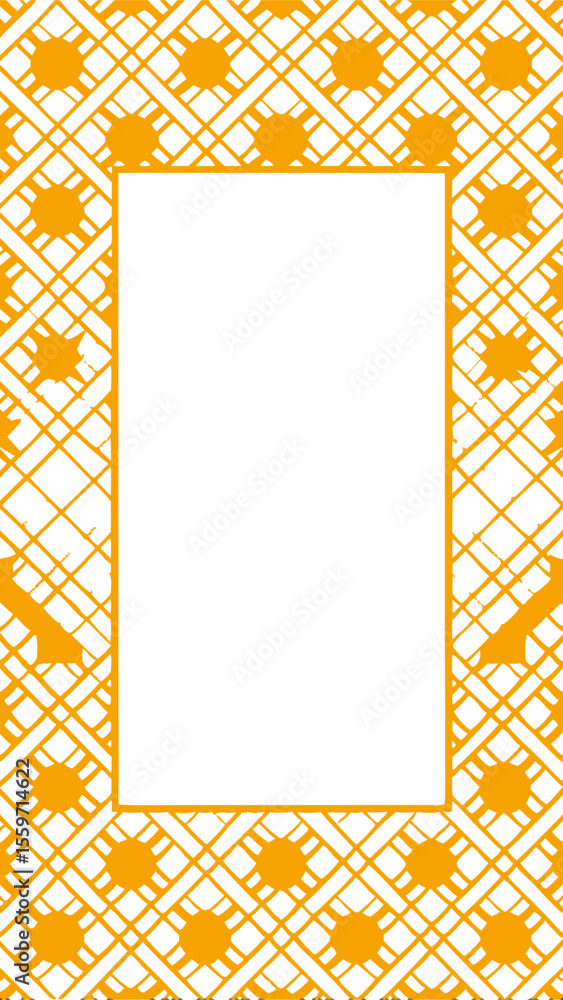 Aufkleber a decorative orange geometric pattern with a central white rectangle creating a stylish border for p