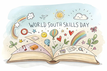 world youth skills day, illustrating the magic of reading and the pursuit of knowledge