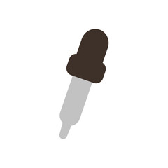 Flat Vector Icon of Eyedropper Tool with Dark Bulb and Gray Tip