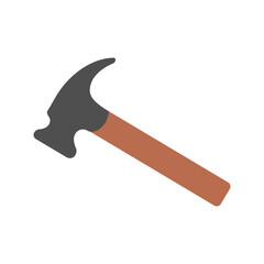 Flat Vector Illustration of Claw Hammer with Black Head and Brown Handle
