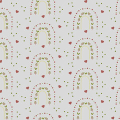 Scandinavian pattern with rainbow and heart