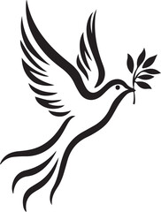 Obraz premium Simple Peace Dove with Olive Branch Vector Icon