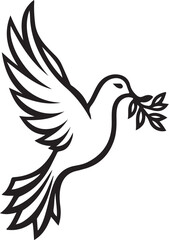 Obraz premium Simple Peace Dove with Olive Branch Vector Icon