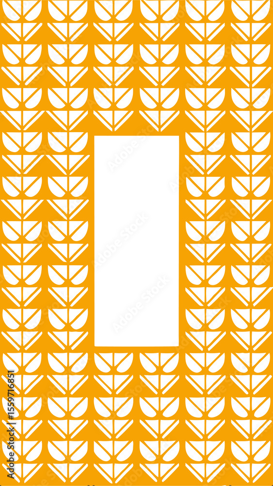 Aufkleber geometric white tulip petal pattern with a central white rectangle on a vibrant orange background cr