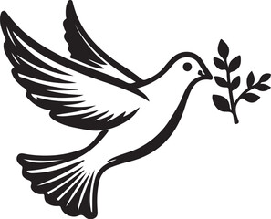 Simple Peace Dove with Olive Branch Vector Icon