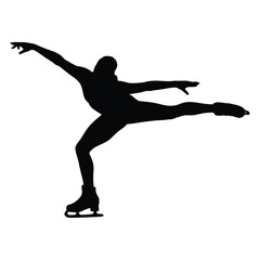 Figure Skater Silhouette in Mid Jump Black silhouette