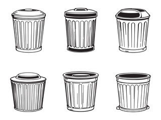 Minimalist trash bin vector in clean outline style