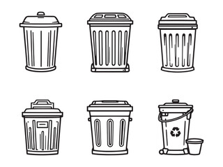 Minimalist trash can icon in black outline