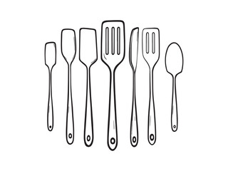 minimalist vector design spatula kitchen tool drawing outline style