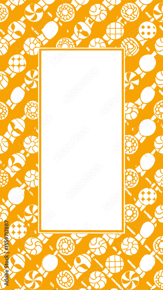 Aufkleber whimsical orange background with a repeating pattern of white lollipops and candies featuring a cent