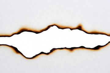Burned Hole in Paper Abstract Texture with Scorched Edges and White Background - Perfect for Design Elements