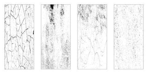 Grunge texture effect set. Distressed overlay rough textured. Abstract vintage monochrome. 