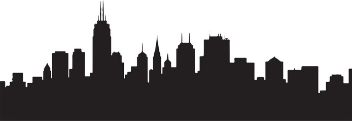 Detailed City Skyline Silhouette - Urban Panorama Vector