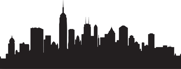 Obraz premium Detailed City Skyline Silhouette - Urban Panorama Vector