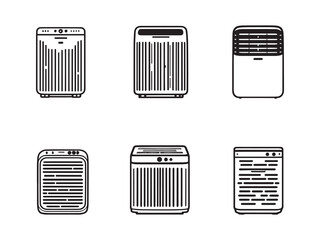 modern air purifier clean fresh indoor air vector line art