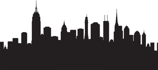 Fototapeta premium Detailed City Skyline Silhouette - Urban Panorama Vector