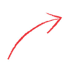 Red Arrow Icon Hand-Drawn, Upward, Right Direction Indicator