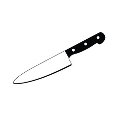 Simple Black and White Illustration of a Chef s Knife