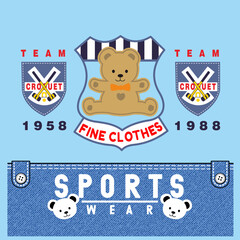 small bear with typography,  Animal Cartoon, isolated Flat Vector Illustration