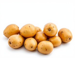 create an image of potatoes isolated on a white background, place the subject at the bottom with plenty of copy space at the top