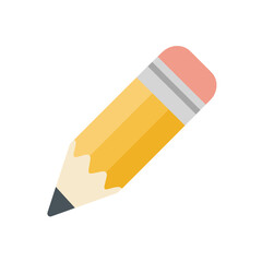 Simple Yellow Pencil Icon with Eraser
