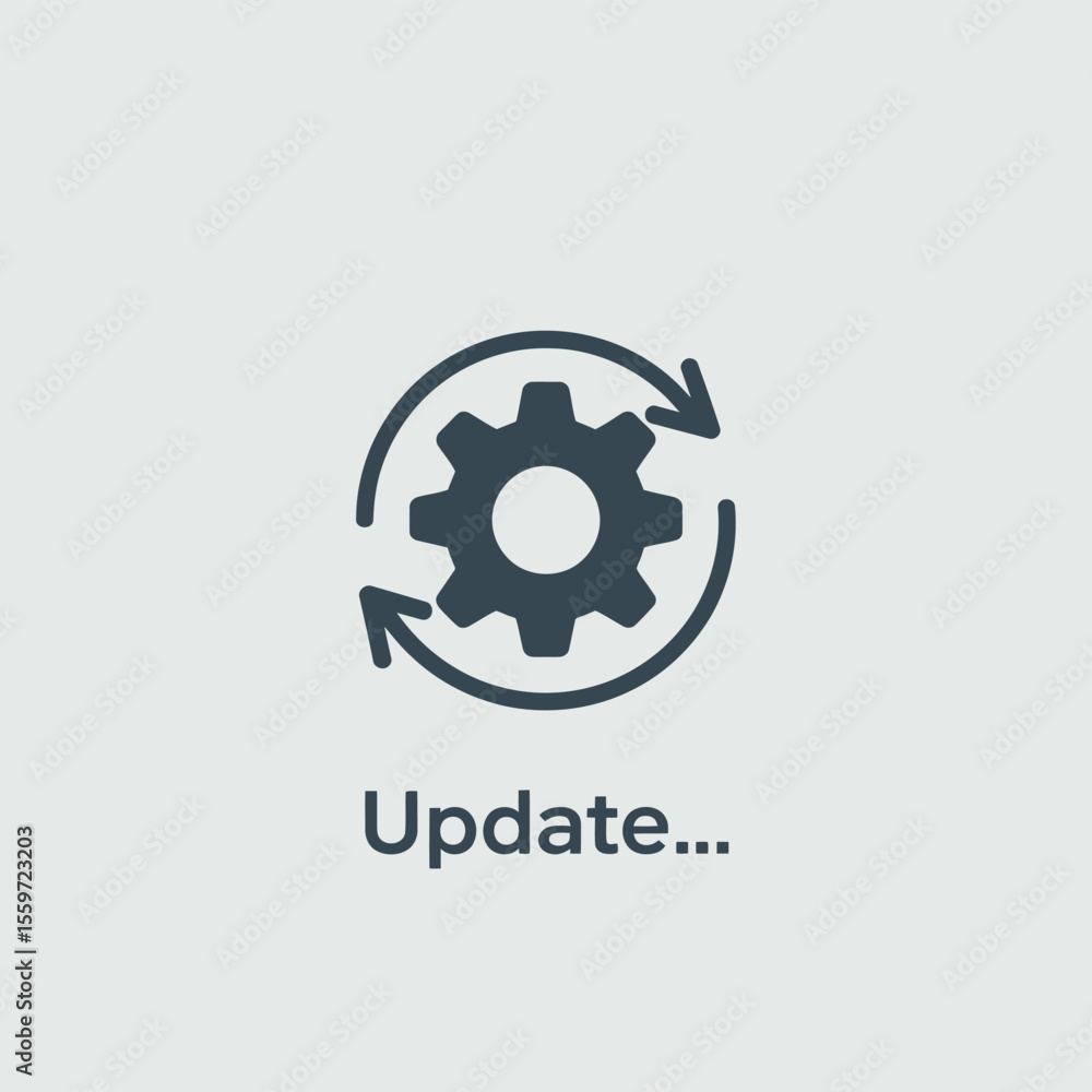 Poster software update icon with gear and circular arrows on light background