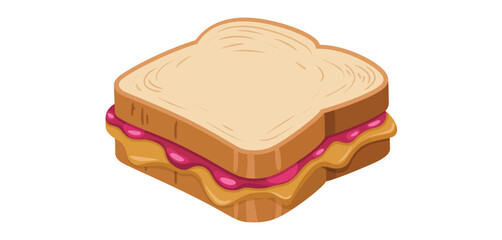 Cartoon Illustration of a Peanut Butter and Jelly Sandwich