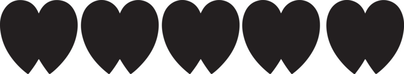 Fototapeta premium Vertical Black Abstract Heart Droplet Shapes Vector Set