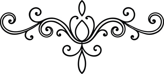 Elegant symmetrical swirl ornament in vintage floral style vector

