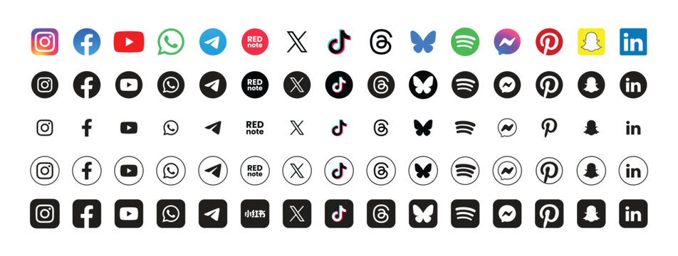 popular social media logos vector icon set of for editorial use	
