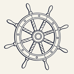 Obraz premium Classic Vintage Nautical Ship Steering Wheel Illustration Vector Design