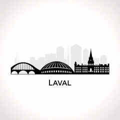 Laval Skyline Silhouette — Suburban Quebec City with Cosmodome and Riverfront Vector Illustration