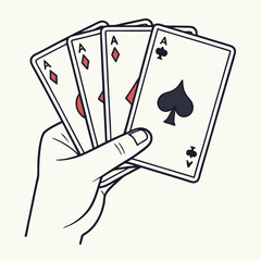Four Aces in a Hand Showing a Winning Poker Combination