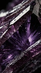 Abstract purple background with space of purple crystals featuring a textured design with elements of light, color and natural patterns