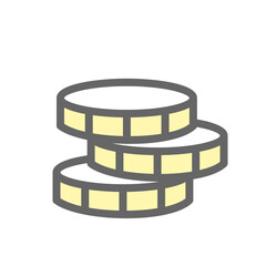 Three stacked coins money icon