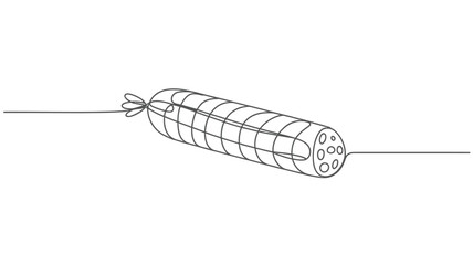Single Line Drawing of a Salami Sausage minimalist
