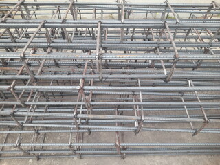 piles of construction ironwork construction site