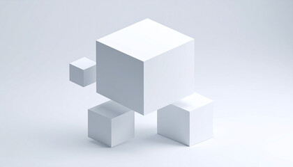 Fototapeta premium White Cubes Isometric Minimalist 3D Render
