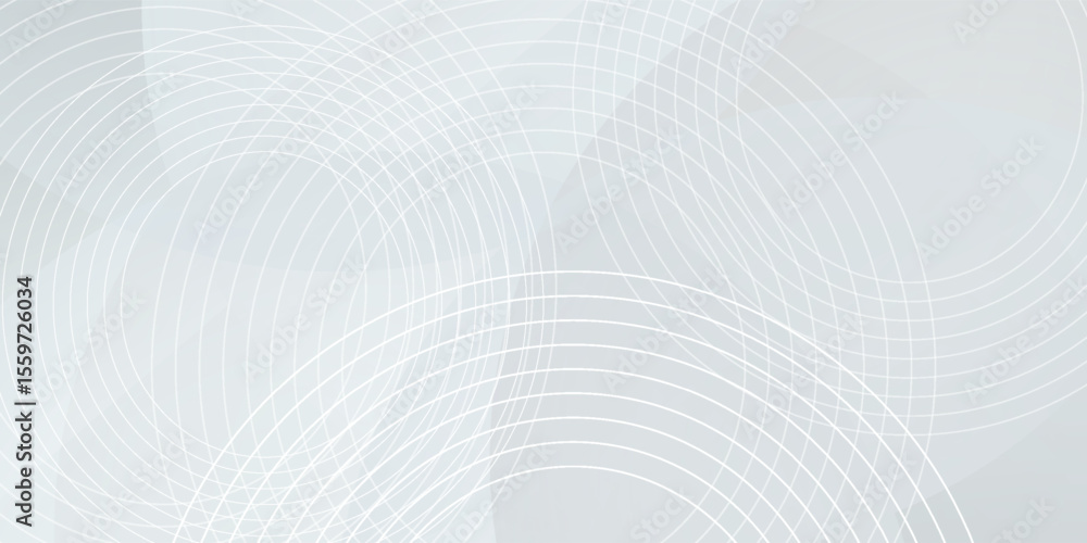 Poster White geometric abstract background with overlap layer. Modern circle lines pattern